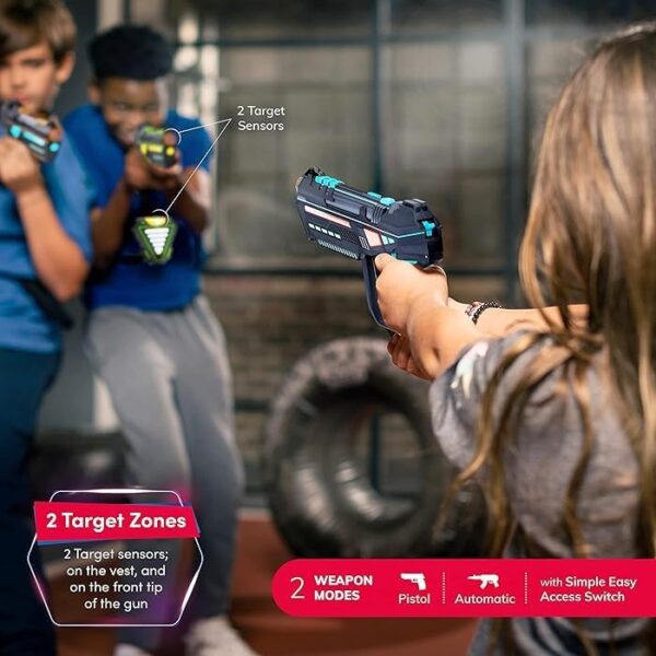 Rechargeable Laser Tag for Kids, Teens & Adults - Blasters & Vest Sensors - Fun Ideas Age 8+ Year Old Toys - 4 Set - Lazer Teen Boy Games - Boys & Girls Outdoor Teenage Group Activities - Image 6