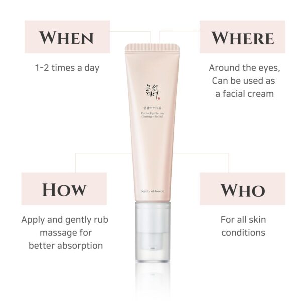 Beauty of Joseon Revive Eye Serum with Retinal Niacinamide Correction for Puffy Eye Bags Fine Lines Dark Circles Wrinkles, Korean Skin Care 30ml, 1 fl.oz - Image 7