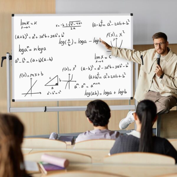 XBoard Rolling Whiteboard 48x36 inch | Magnetic Dry Erase Board on Wheels, Large Portable Easel with Stand and Aluminium Frame for Home School Office Live Streaming - Image 3