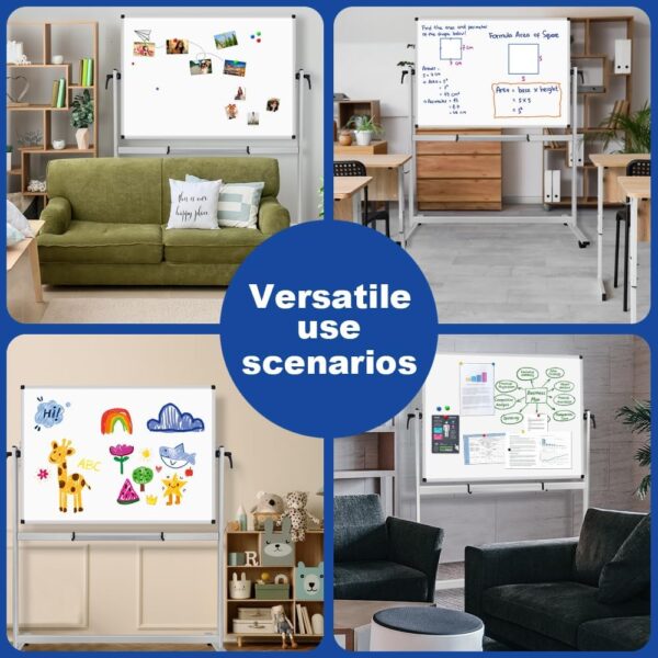XBoard Rolling Whiteboard 48x36 inch | Magnetic Dry Erase Board on Wheels, Large Portable Easel with Stand and Aluminium Frame for Home School Office Live Streaming - Image 5