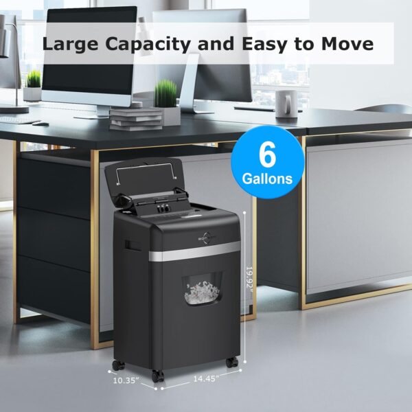 BONSEN Shredder for Office, 120-Sheet Auto Feed Paper Shredder, Micro Cut Paper Shredders for Home Office Use, 30 Minutes/High Security Level P-4/6 Gallon Bin (S3110) - Image 2