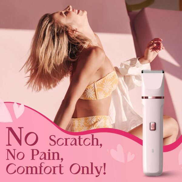 Bikini Trimmer for Women - Painless Electric Razors for Silk Skin,Cordless Body Shaver for Trip,Replaceable Lady Facial Razor, IPX7 Waterproof&Easy Cleaning, Ceramic Blade, USB Charge Dock Pink - Image 10