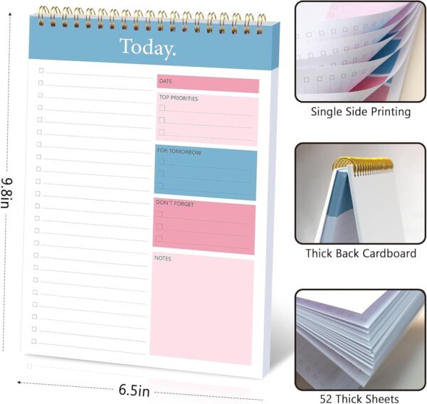 To Do List Notepad - Daily Planner Notepad Undated 52 Sheets Tear Off, 6.5" x 9.8" Checklist Productivity Organizer with Hourly Schedule for Tasks - Image 7
