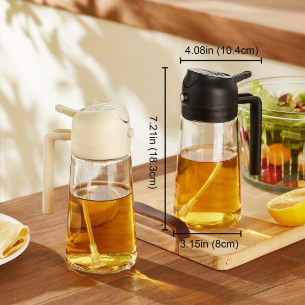 TrendPlain 16oz/470ml Olive Oil Sprayer for Cooking - 2 in 1 Olive Oil Dispenser for Kitchen Gadgets, Air Fryer, Salad, and BBQ - Black - Image 4