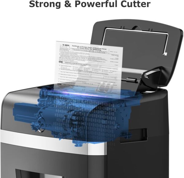 BONSEN Shredder for Office, 120-Sheet Auto Feed Paper Shredder, Micro Cut Paper Shredders for Home Office Use, 30 Minutes/High Security Level P-4/6 Gallon Bin (S3110) - Image 3