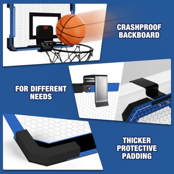 Indoor Mini Basketball Hoop for Door - Over The Door Basketball Mini Hoop with Scoreboard & 3 Balls, Foldable Basketball Hoop for Wall & Room Basketball Toy Gift for Boy Kids Teens - Image 7