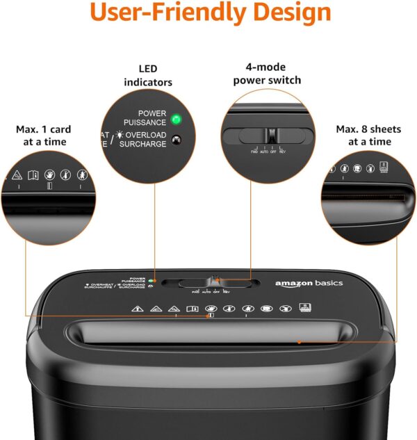 Amazon Basics 8-Sheet Cross Cut Paper Shredder and Credit Card Shredder - Black - Image 8