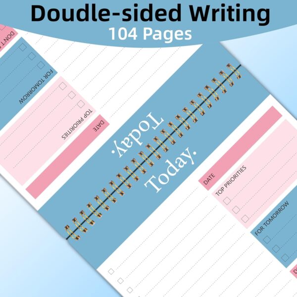 To Do List Notepad - Daily Planner Notepad Undated 52 Sheets Tear Off, 6.5" x 9.8" Checklist Productivity Organizer with Hourly Schedule for Tasks - Image 4
