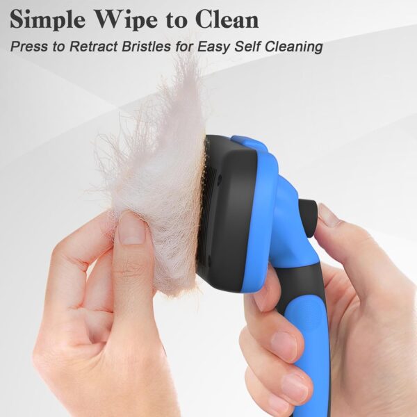 Swihauk Self Cleaning Slicker Brush - Skin Friendly Deshedding Grooming Tool for Dogs & Cats, Suitable for Shedding & Haired Pets, with Pet Supplies Accessories, Blue - Image 7