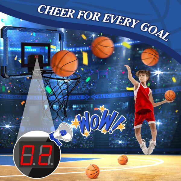 Indoor Mini Basketball Hoop for Door - Over The Door Basketball Mini Hoop with Scoreboard & 3 Balls, Foldable Basketball Hoop for Wall & Room Basketball Toy Gift for Boy Kids Teens - Image 6