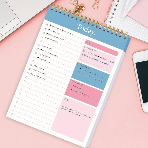 To Do List Notepad - Daily Planner Notepad Undated 52 Sheets Tear Off, 6.5" x 9.8" Checklist Productivity Organizer with Hourly Schedule for Tasks - Image 3