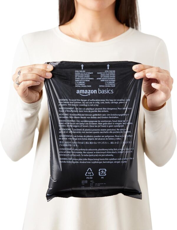 Amazon Basics Dog Poop Leak Proof Bags with Dispenser and Leash Clip, Unscented, 300 Count, 20 Pack of 15, Black, 13 x 9 Inch - Image 7