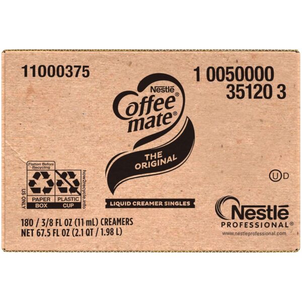 Nestle Coffee mate Coffee Creamer, Original, Liquid Creamer Singles, Non Dairy, No Refrigeration, 0.375 fl oz Tubs (Pack of 180) - Image 6