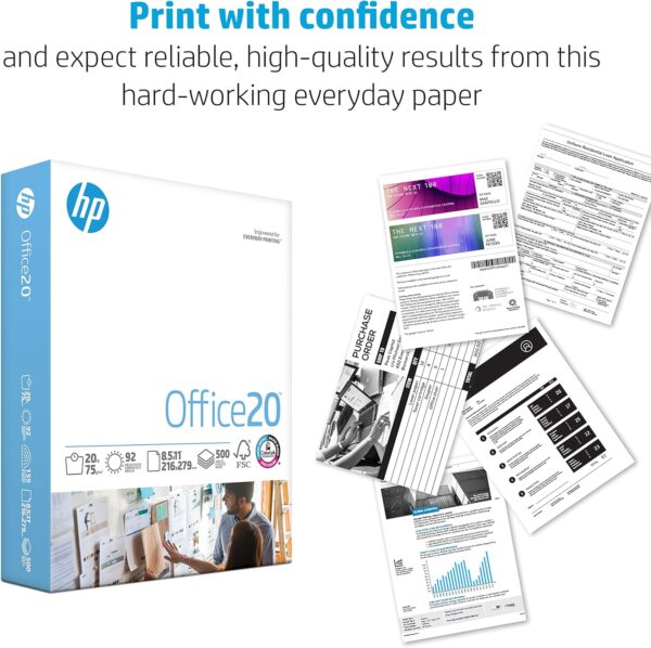 HP Printer Paper | 8.5 x 11 Paper | Office 20 lb | 3 Ream Case - 1500 Sheets | 92 Bright | Made in USA - FSC Certified | 112090C, White - Image 6