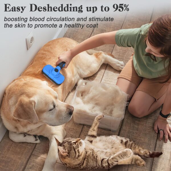 Swihauk Self Cleaning Slicker Brush - Skin Friendly Deshedding Grooming Tool for Dogs & Cats, Suitable for Shedding & Haired Pets, with Pet Supplies Accessories, Blue - Image 8