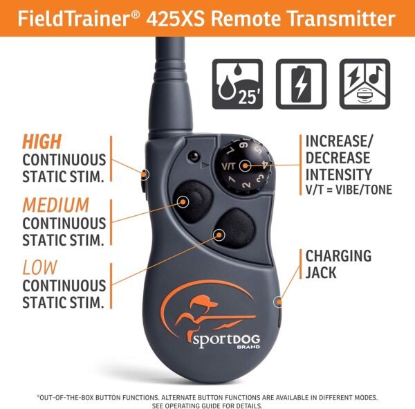 SportDOG Brand FieldTrainer 425XS Remote Training Dog Collar, E Collar for Stubborn Dogs - Waterproof, Submersible Up to 25 Feet, Rechargeable Dog Training Collar with Remote Shock, Vibrate, and Tone - Image 7