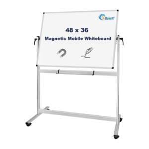 XBoard Rolling Whiteboard 48x36 inch | Magnetic Dry Erase Board on Wheels, Large Portable Easel with Stand and Aluminium Frame for Home School Office Live Streaming